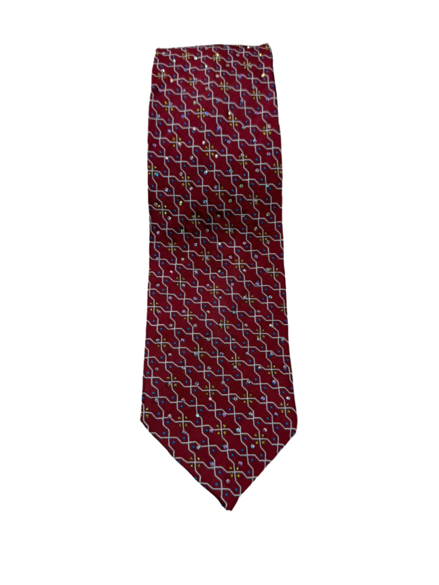 Red Pattern Zip Tie with Rhinestones