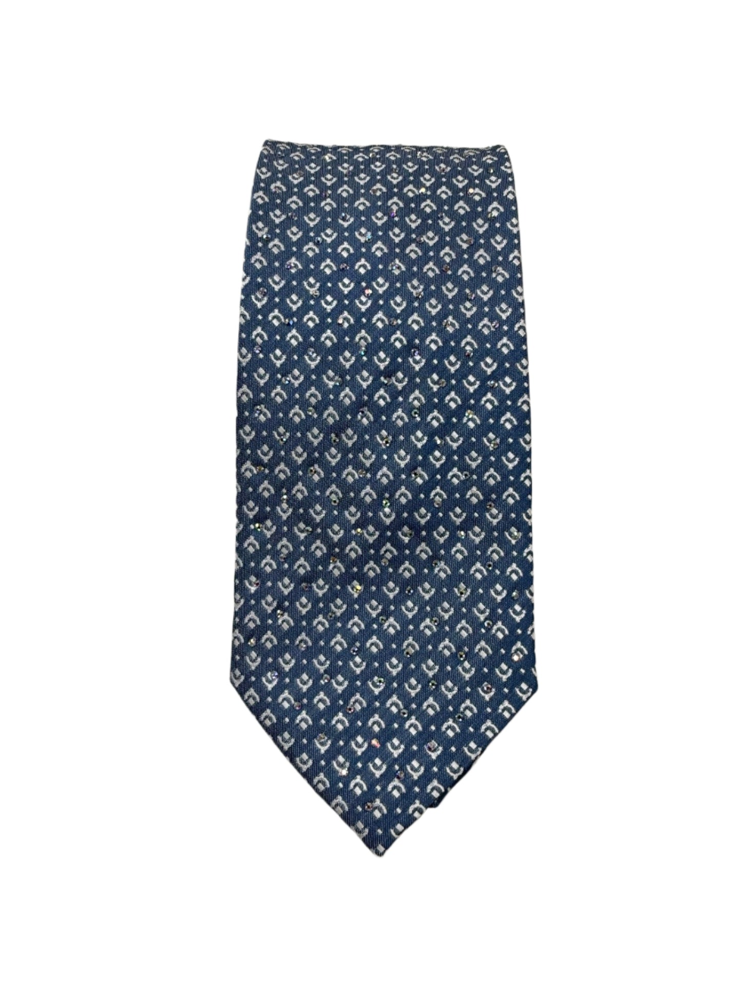 Light Blue Pattern Zip Tie with Rhinestones