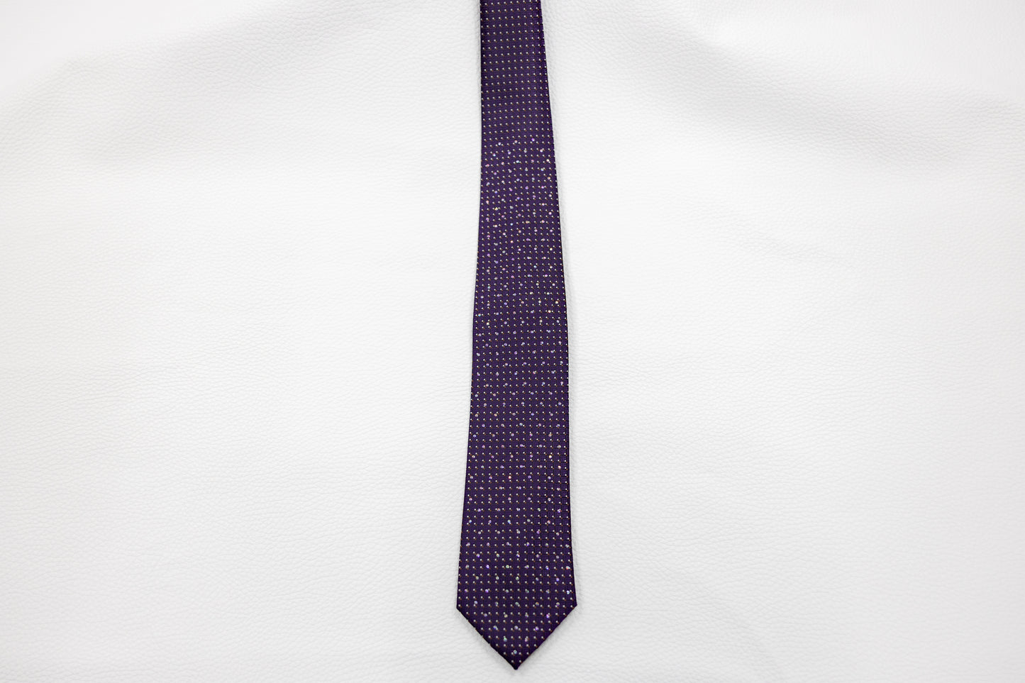 Purple Geometric Pattern Silk Tie with Rhinestones