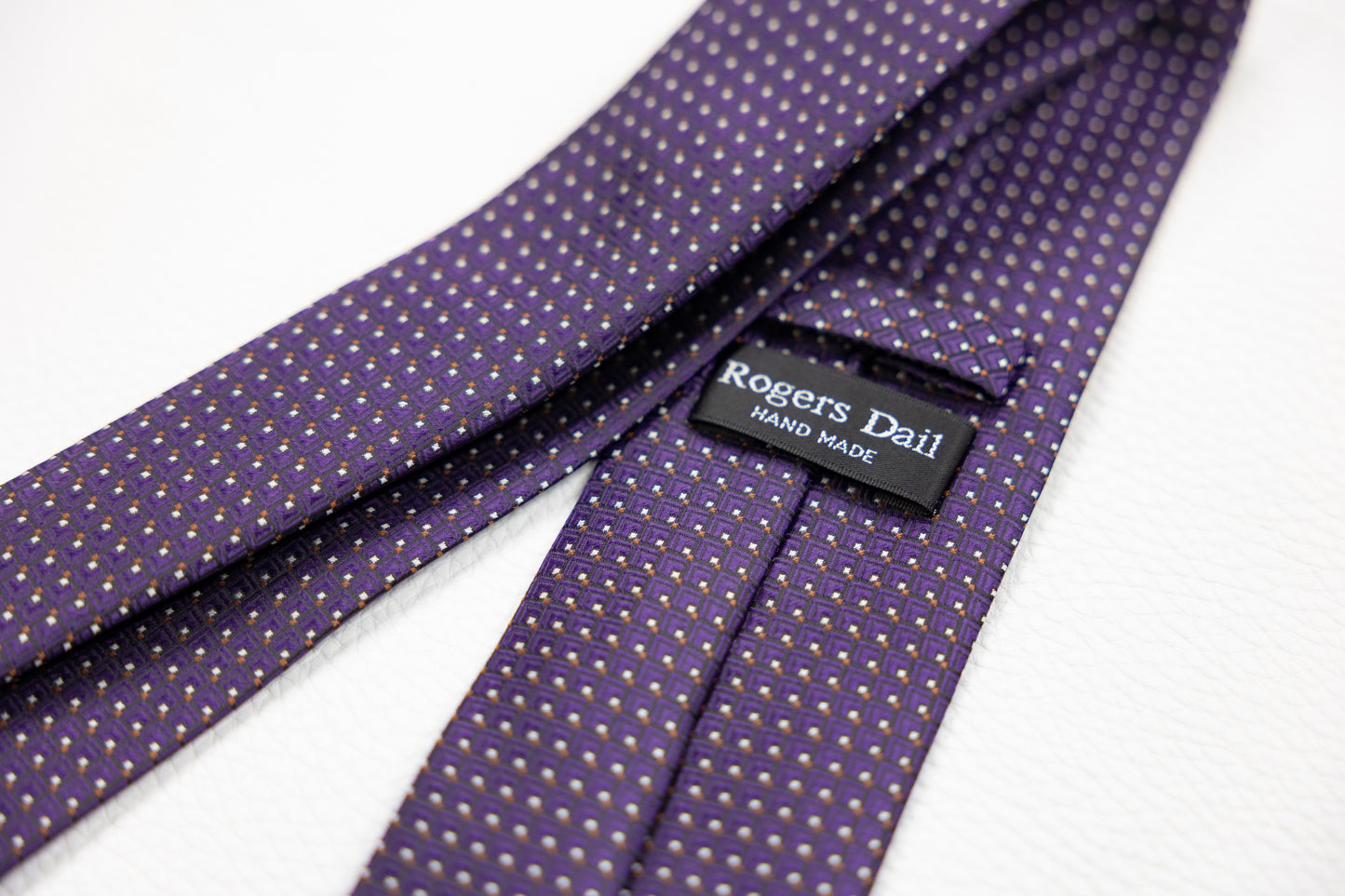 Purple Geometric Pattern Silk Tie with Rhinestones