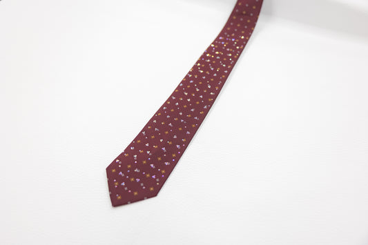 Burgundy Silk Tie with Rhinestones