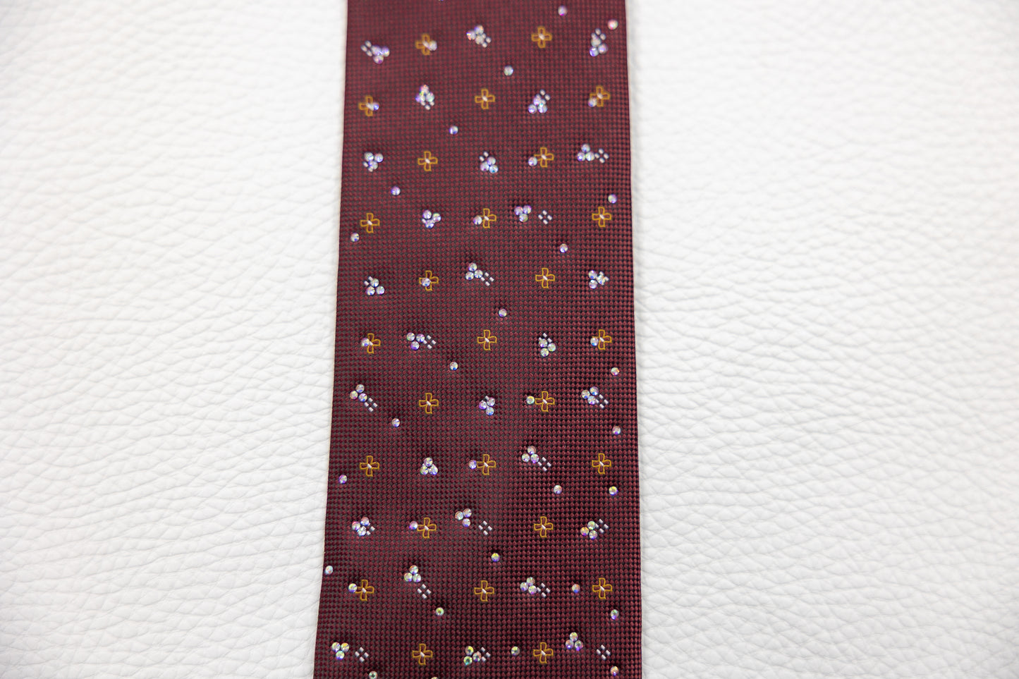 Burgundy Silk Tie with Rhinestones