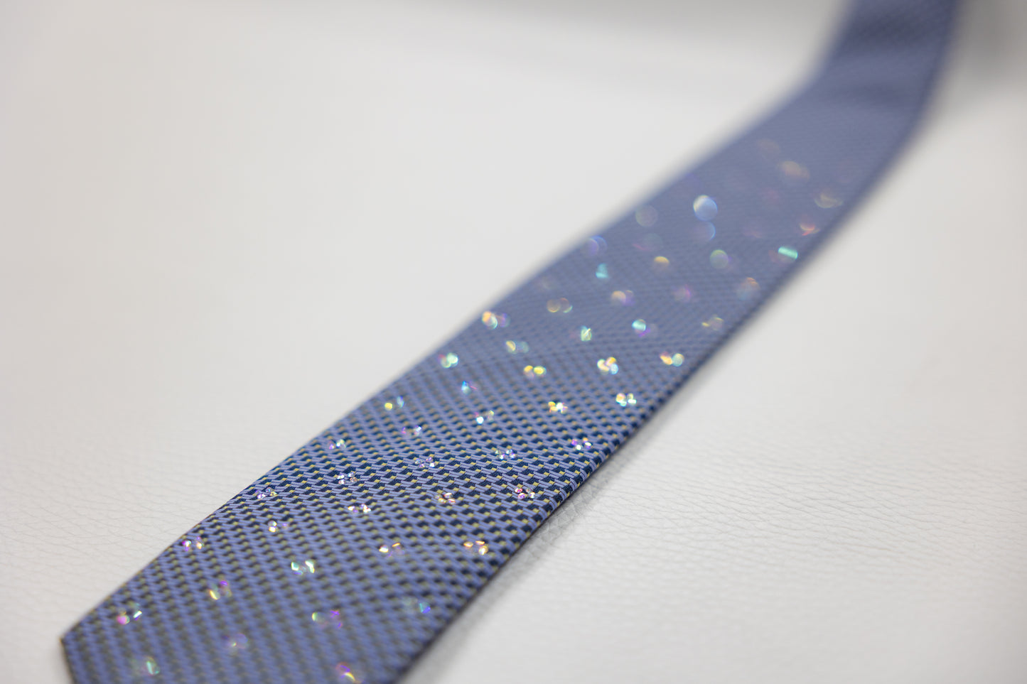 Blue & Yellow Geometric Silk Tie with Crystal Accents
