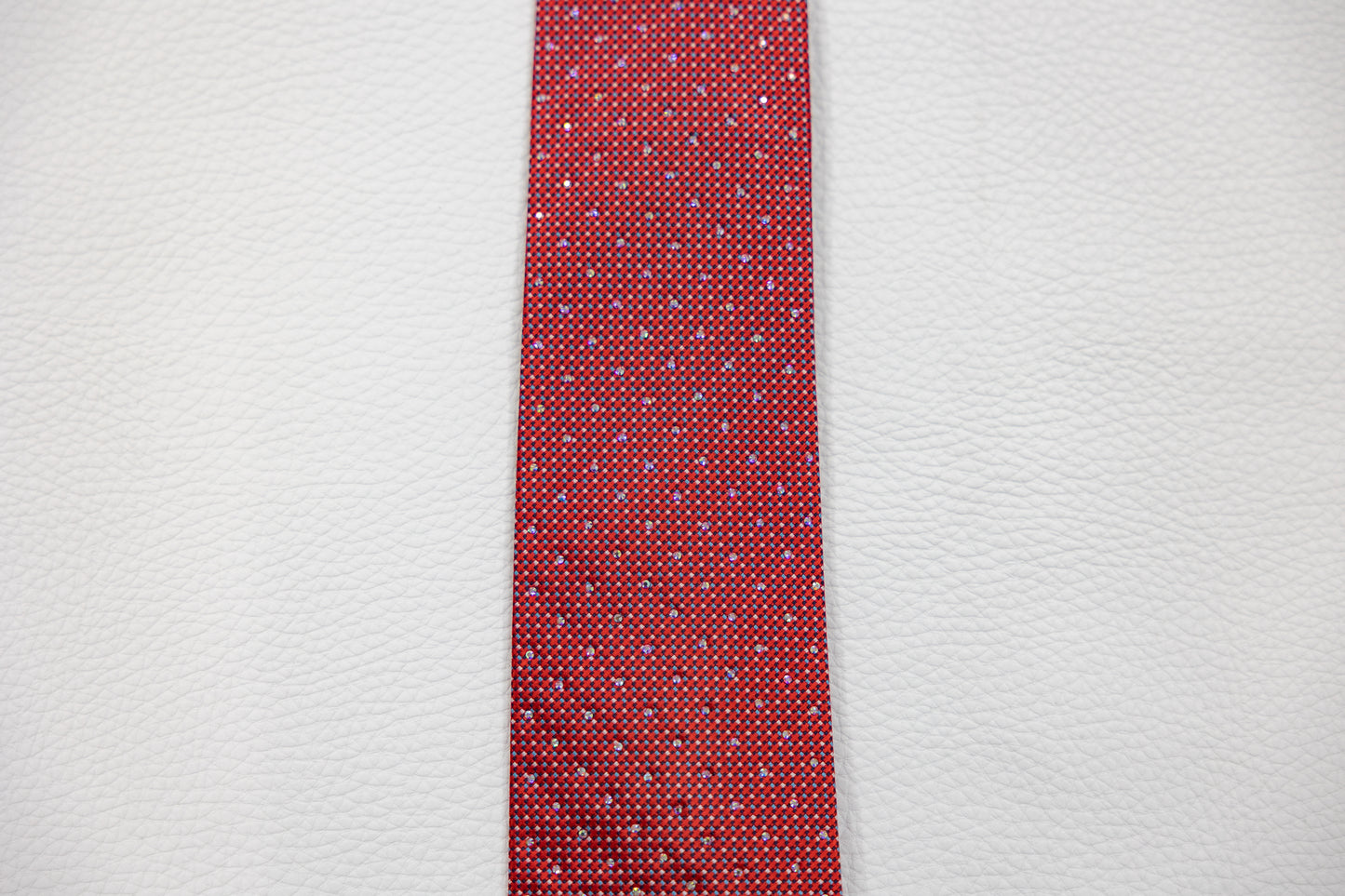 Red Silk Tie with Micro-Check Pattern & Subtle Sparkle