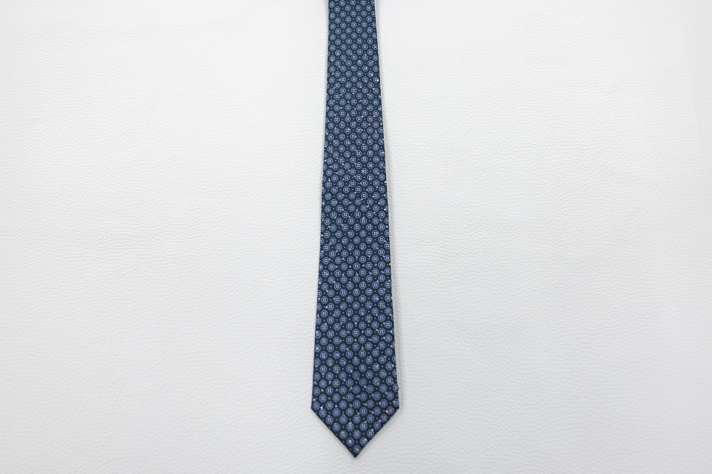 Deep Green Silk Tie with Geometric Floral Pattern