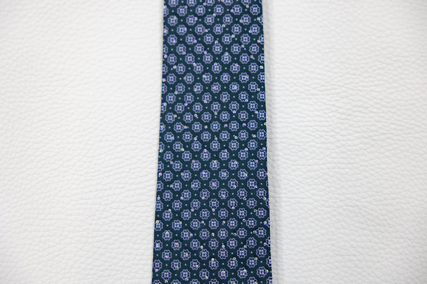 Deep Green Silk Tie with Geometric Floral Pattern