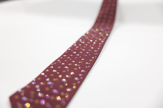 Burgundy Silk Tie with Rhinestones