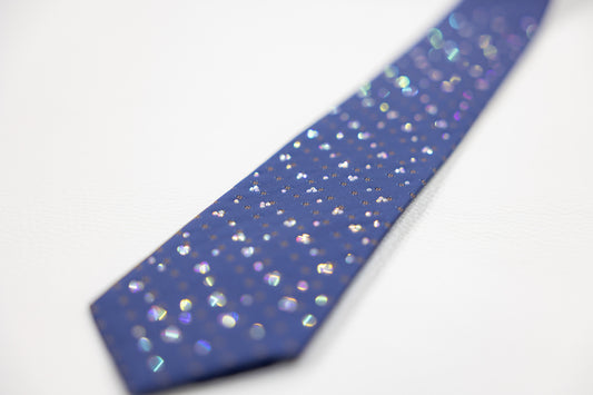 Navy Blue Silk Tie with Subtle Floral Dot Pattern