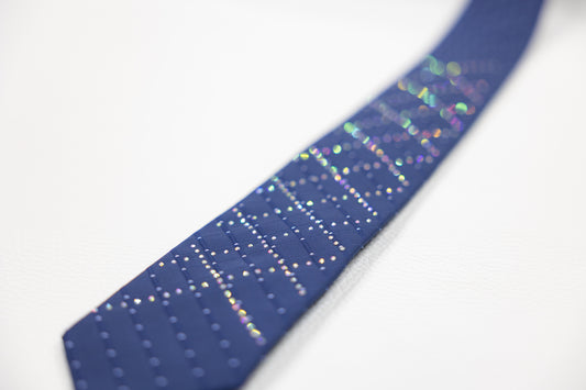 Navy Blue Silk Tie with Diamond Grid & Subtle Sparkle